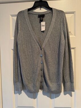 Lane Bryant Light Gray V-Neck Button Front Cardigan women’s size 14-16 NEW
